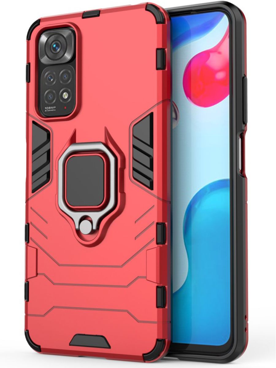 

Brodef Ring Противоударный чехол с кольцом для Xiaomi Redmi Note 11/11S красный