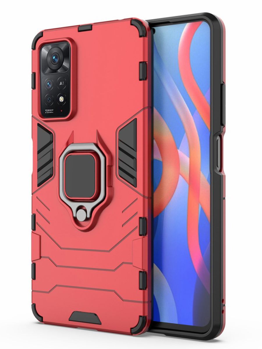 

Brodef Ring Противоударный чехол с кольцом для Xiaomi Redmi Note 11 Pro красный
