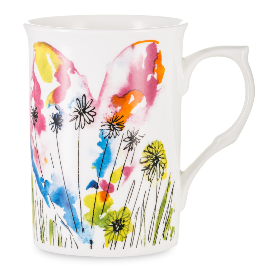 

Кружка Just Mugs Buxton Радужные поля Цветы и сердце 325 мл, фарфор костяной