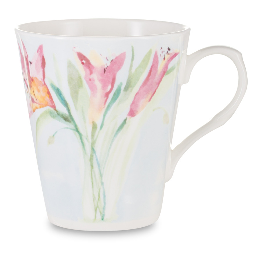 

Кружка Just Mugs Heritage Свежие цветы Лилии 370 мл, фарфор костяной