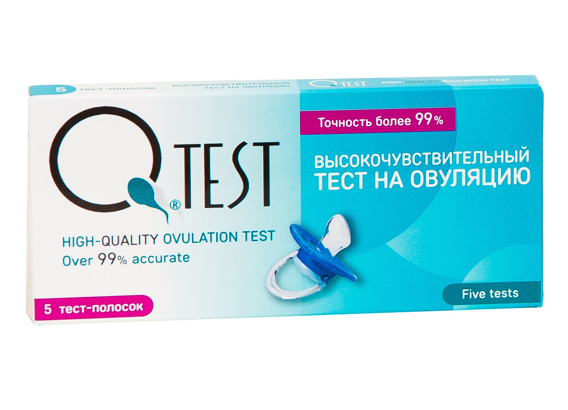 Тест на овуляцию Qtest №5, Тест на овуляцию Qtest 5 шт., белый  - купить