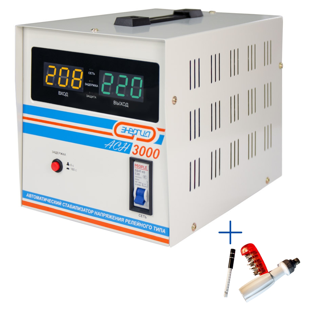 Стабилизатор напряжения Энергия АСН 3000 (Е0101-0126)+Отвертка набор с битами реверсивная стабилизатор напряжения энергия асн 8000 е0101 0115