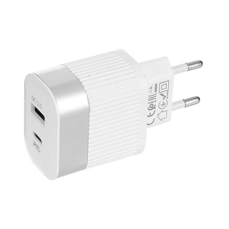 фото Сетевое зарядное устройство hoco rc4 usb+type-c pd20w+qc3.0 white (ут000024733)