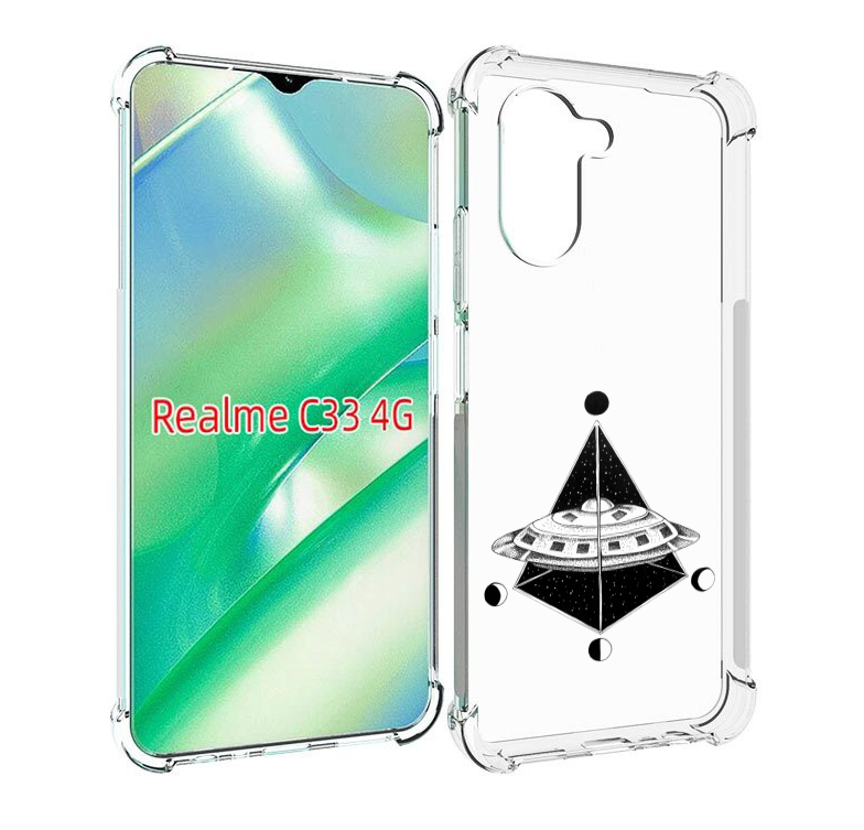 

Чехол MyPads черно белая летающая тарелка для Realme C33 4G, Прозрачный, Tocco