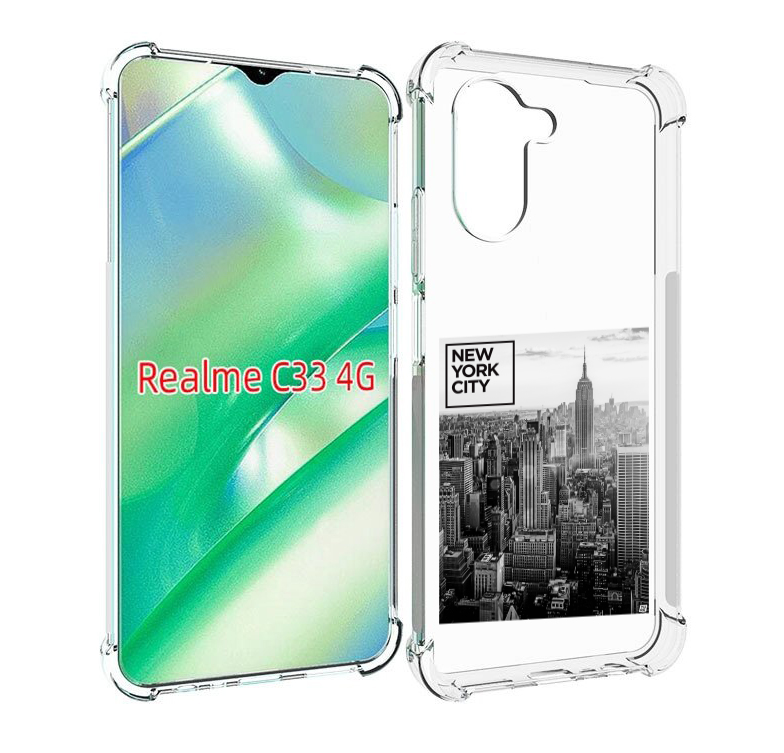 

Чехол MyPads черно белый Нью-Йорк для Realme C33 4G, Прозрачный, Tocco