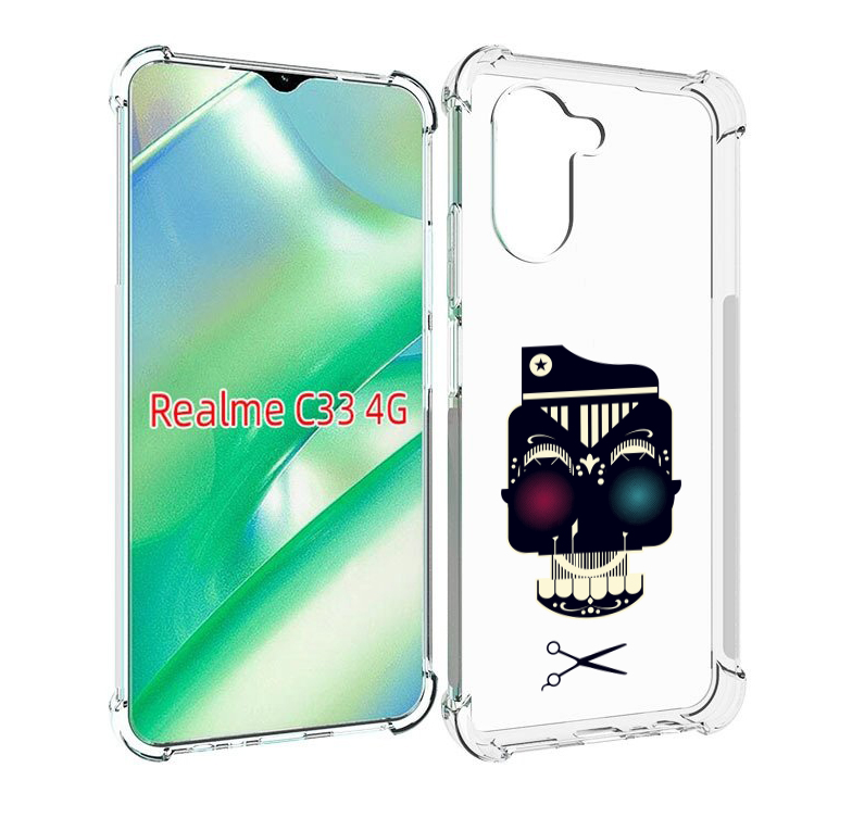 

Чехол MyPads черно белый скелет с яркими глазами для Realme C33 4G, Прозрачный, Tocco