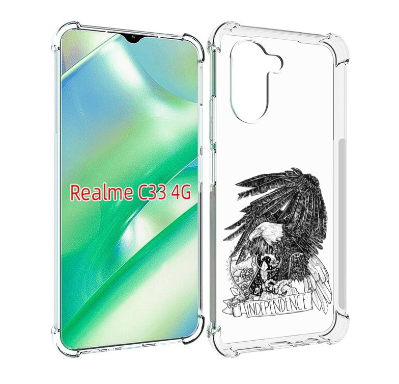 

Чехол MyPads черно белый сокол для Realme C33 4G, Прозрачный, Tocco
