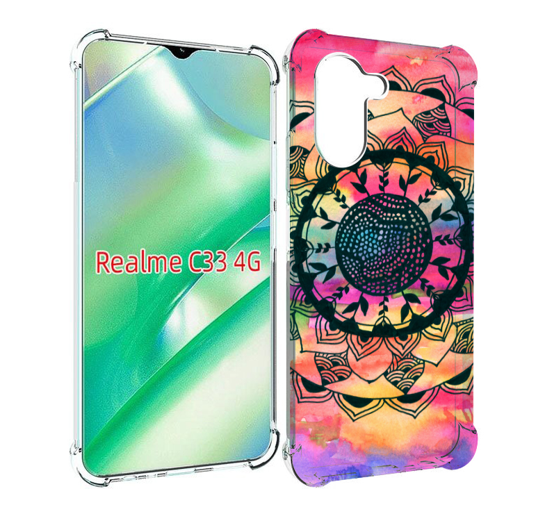 

Чехол MyPads яркая абстракция круглый цветок для Realme C33 4G, Прозрачный, Tocco