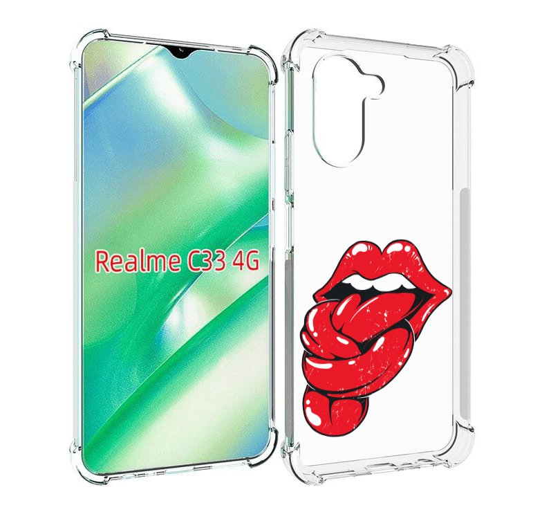 

Чехол MyPads яркие губы с языком для Realme C33 4G, Прозрачный, Tocco