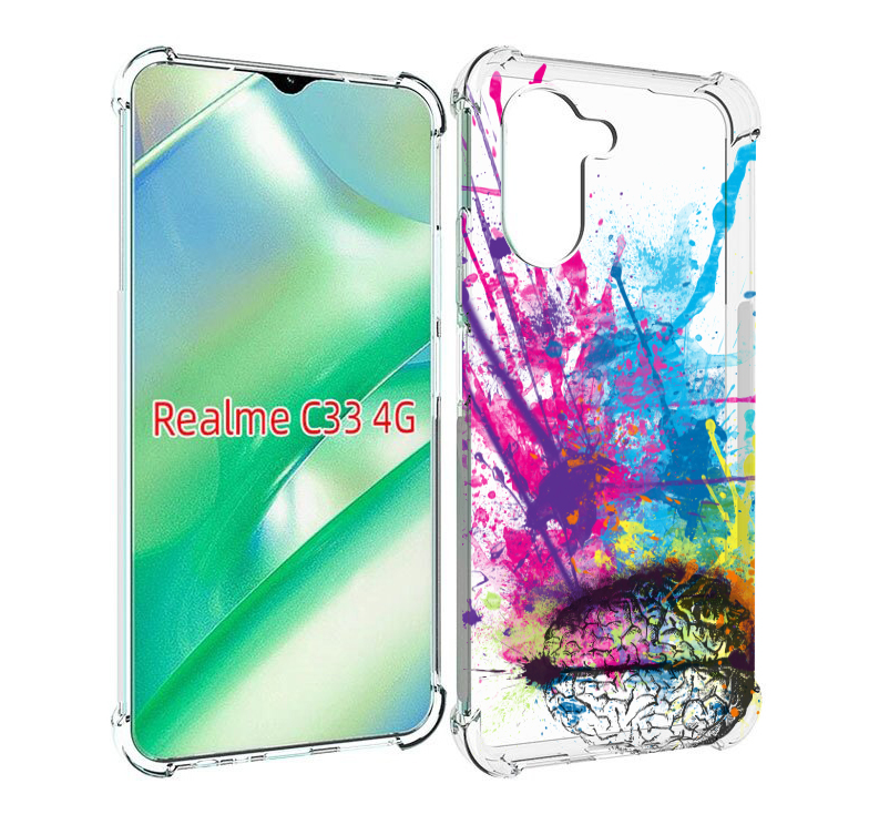 

Чехол MyPads яркий красочный мозг для Realme C33 4G, Прозрачный, Tocco