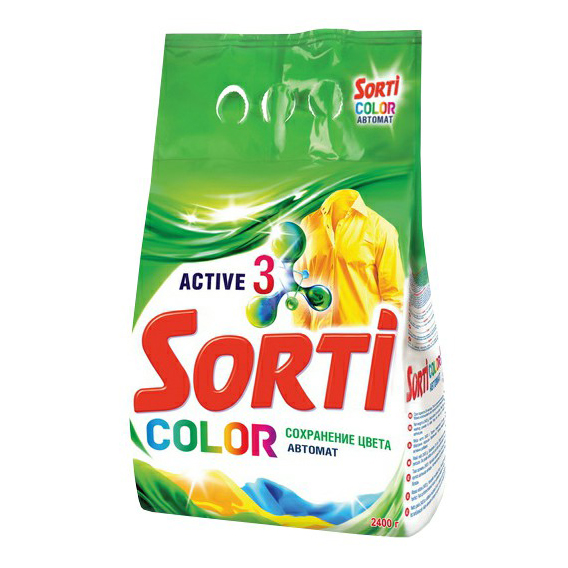 фото Стиральный порошок sorti color active 3 для цветного белья 2,4 кг