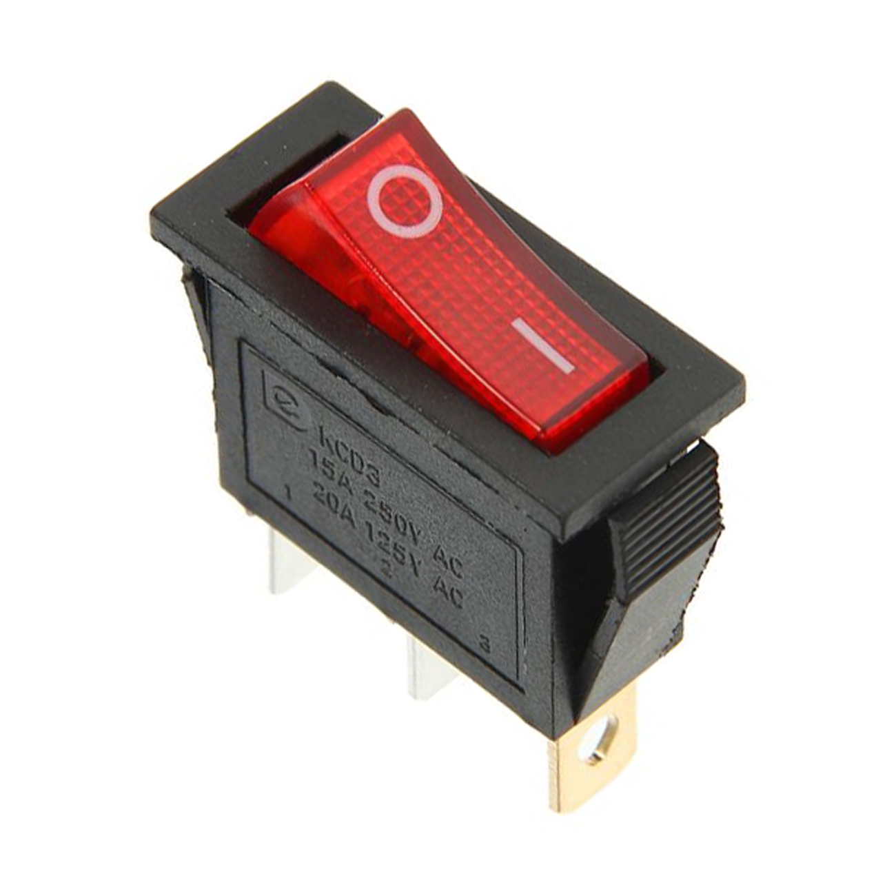 Выключатель клавишный ON-OFF красный с подсветкой 250V 15A (3c) (RWB-404, SC-791, IRS-101-