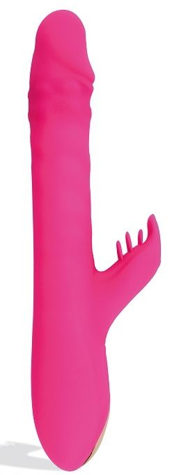 фото Розовый вибратор с клиторальным стимулятором thrusting rabbit 25,3 см chisa novelties