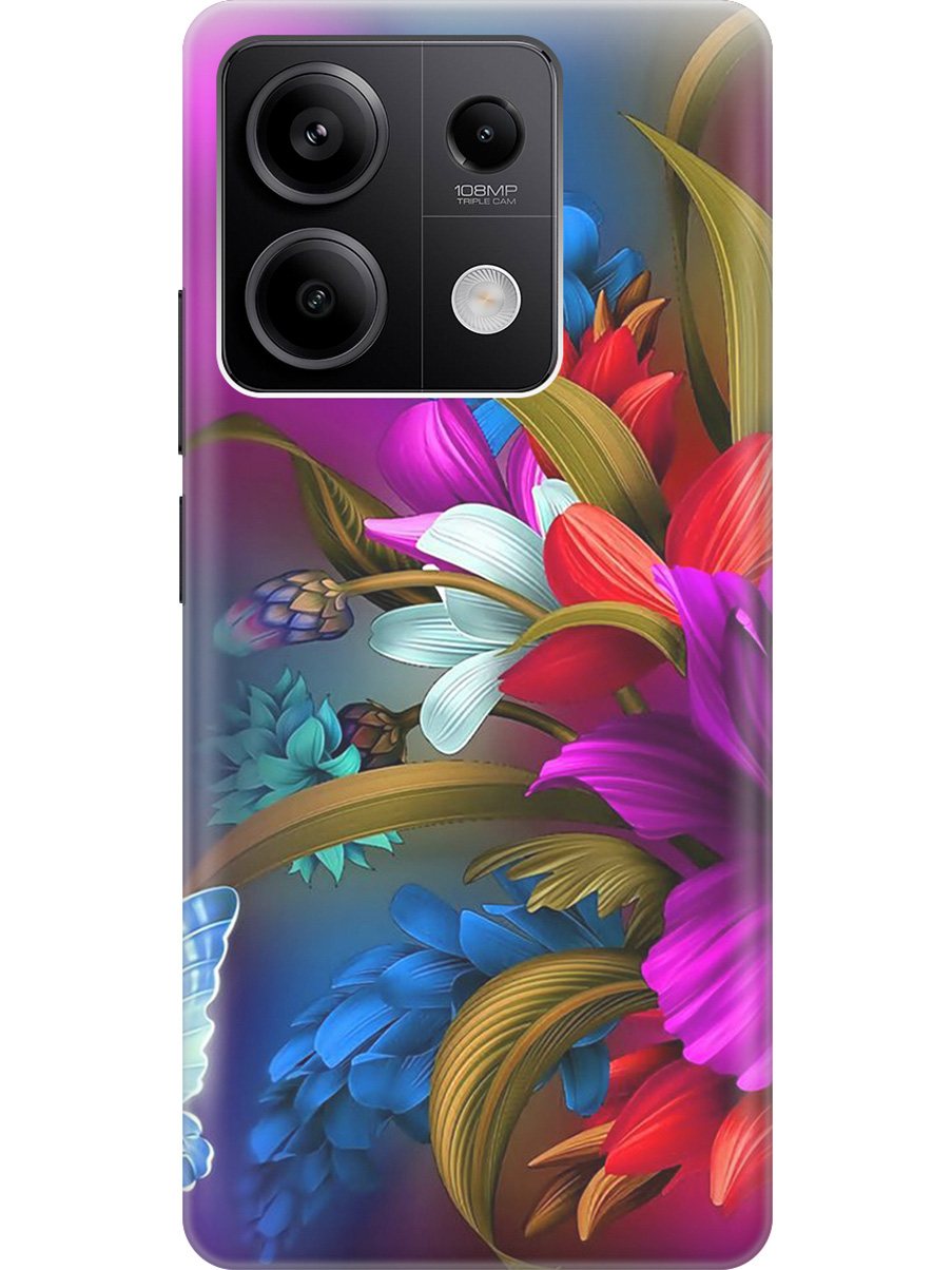 

Силиконовый чехол на Xiaomi Redmi Note 13 5g с рисунком "Фантастические цветы", Зеленый;красный;фиолетовый, 20012075