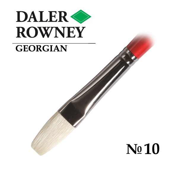 Daler Rowney Кисть щетина плоская удлиненная №10 длинная ручка Georgian Кисть щетина плоская удлиненная №10 длинная ручка GEORGIAN Daler-Rowney черный