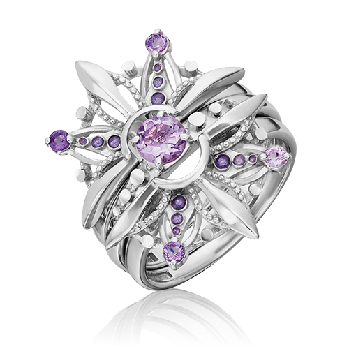 фото Кольцо из серебра с аметист/эмалью р.17.5 platina jewelry 01-5473-00-203-0200-69