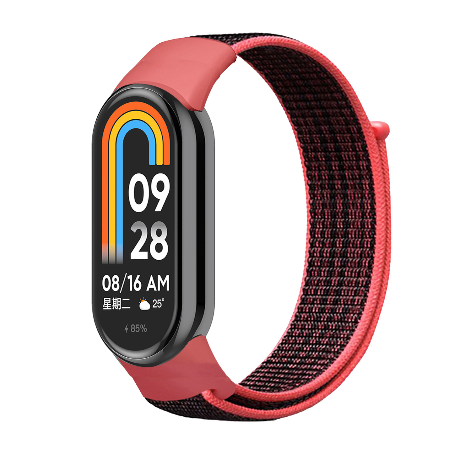 

Ремешок с нейлоновой петлей на липучке для Xiaomi Mi Band 8, красно-черный, Mi Band 8