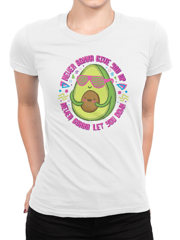 

Футболка женская Dream Shirts Авокадо Never Gonna Give You Up белая 2XL, Авокадо Never Gonna Give You Up