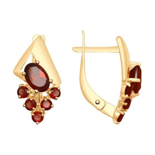 

Серьги из желтого золота с гранатом Яхонт Ювелирный 193003, 193003