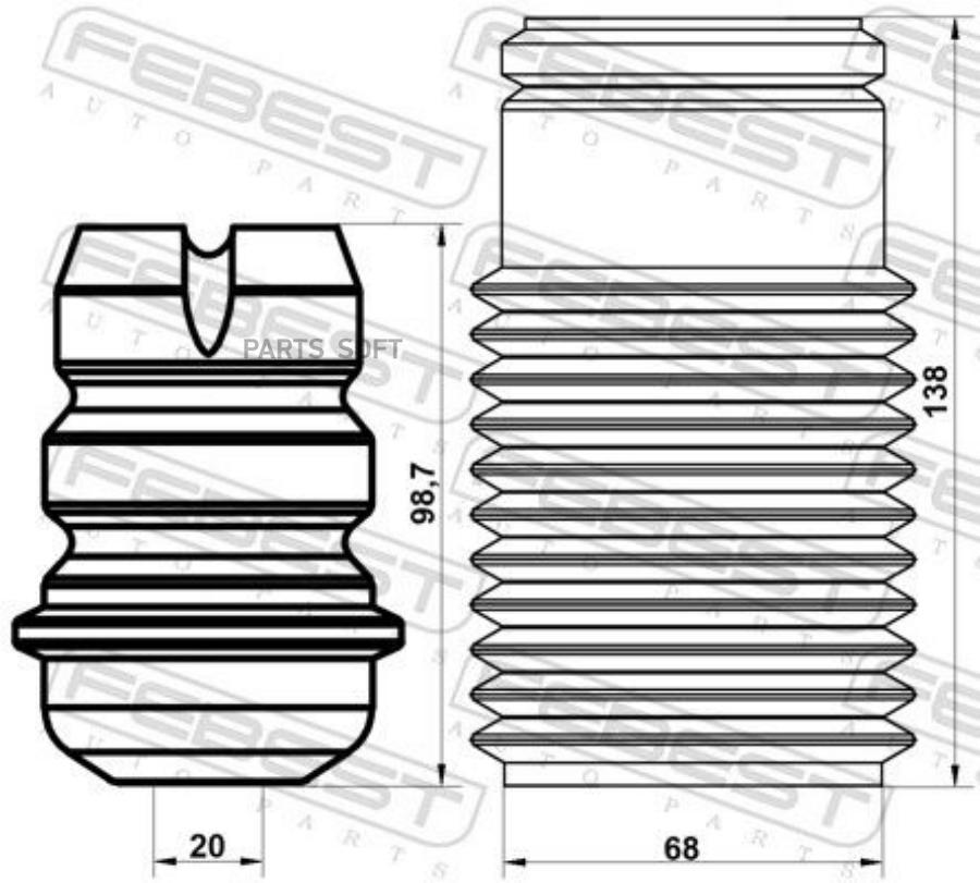 

Отбойник амортизатора FEBEST PGSHB5008FKIT