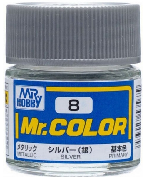 

Краска акриловая на специальном разбавителе MR.HOBBY Mr.Color Silver, металлик, MH-C8, Серебро