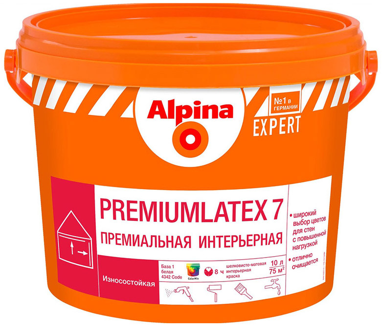 

ALPINA Expert Premiumlatex 7 base 1 краска премиальная интерьерная шелковисто-матовая