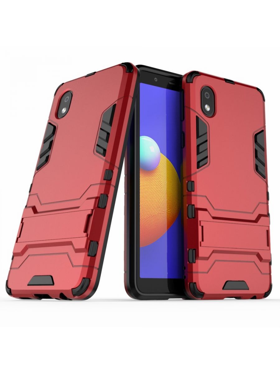 

Brodef IRON Противоударный с подставкой чехол для Samsung Galaxy A01 Core Красный