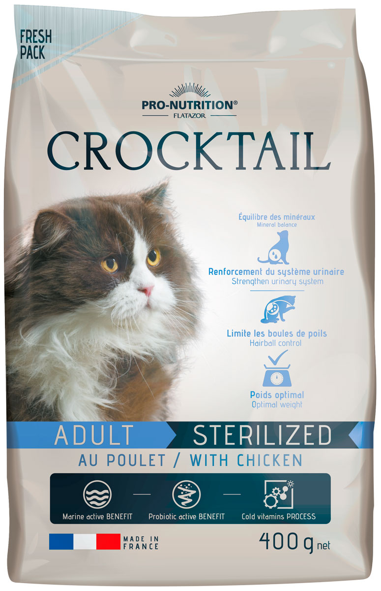 

Сухой корм для кошек FlatazorCROCKTAIL ADULT STERILISED , курица, 0.4кг, CROCKTAIL ADULT STERILISED