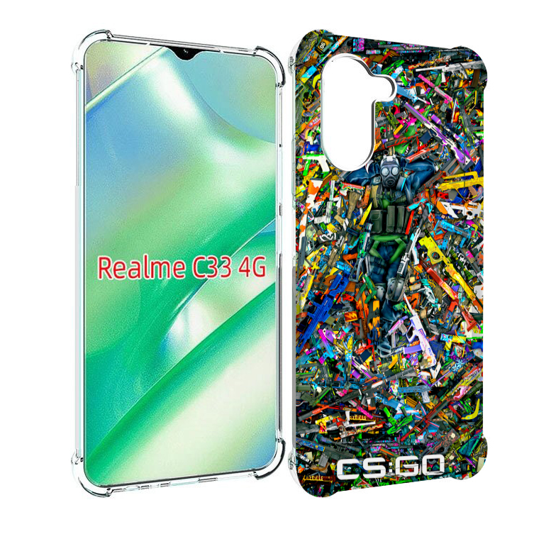 

Чехол MyPads CS GO guns skins мужской для Realme C33 4G, Прозрачный, Tocco