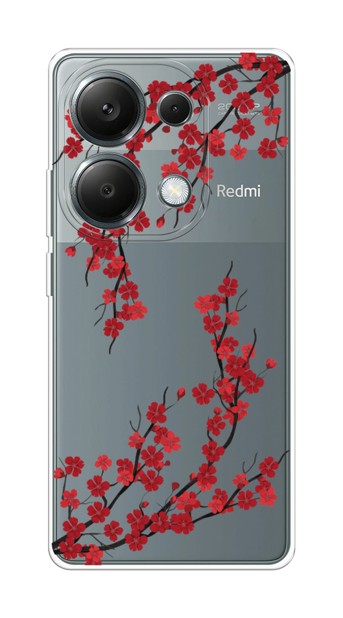 

Чехол на Poco M6 Pro 4G "Красная сакура", Красный;черный, 321750-1
