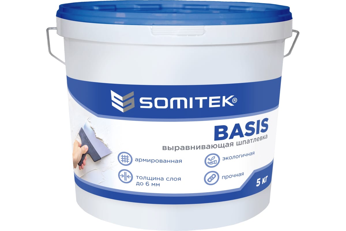 Выравнивающая шпатлевка SOMITEK BASIS 5 кг 36029 выравнивающая шпатлевка somitek