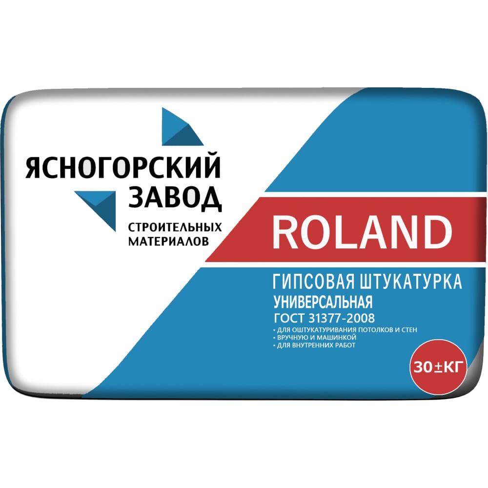

ЯЗСМ Гипсовая штукатурка ROLAND 30кг. 4640013520186, Белый