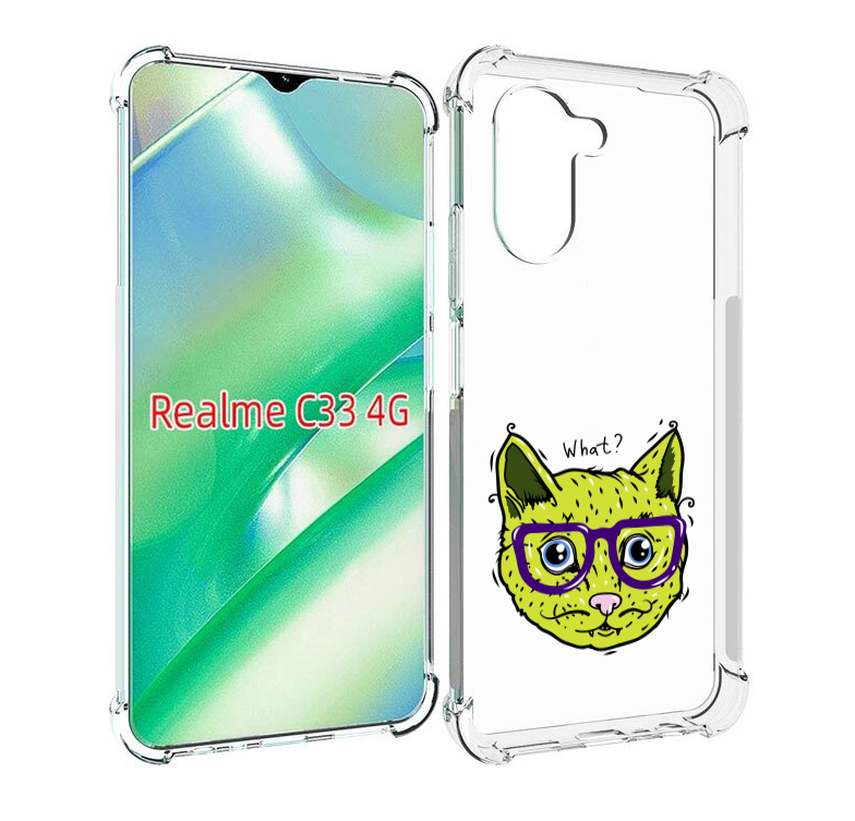 

Чехол MyPads Зеленый кот для Realme C33 4G, Прозрачный, Tocco