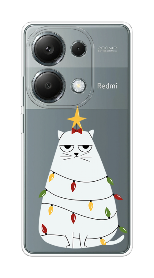

Чехол на Poco M6 Pro 4G "Котик в гирлянде", Белый;красный;желтый, 321750-1
