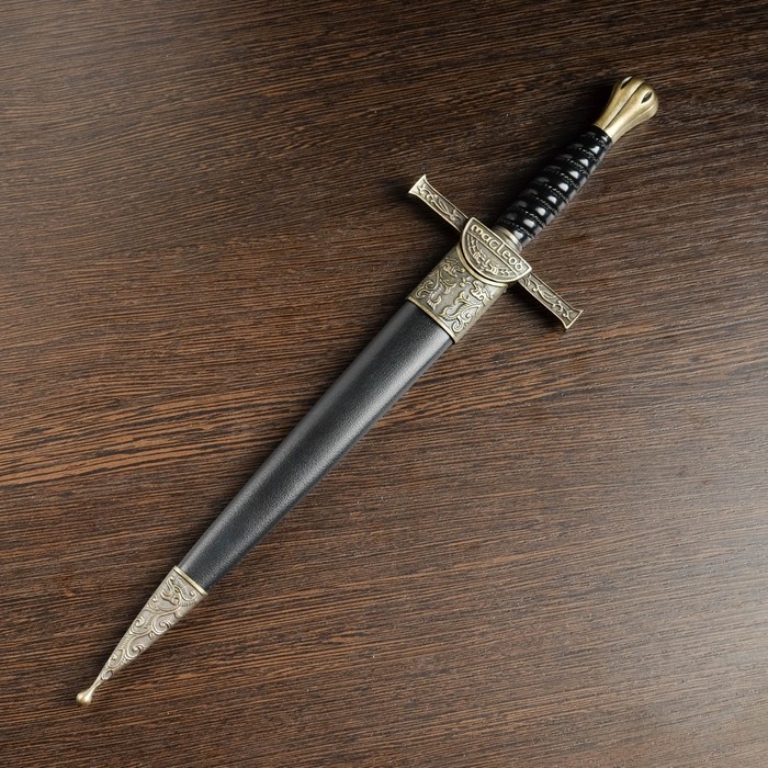 

Кортик, витая рукоятка, на ножнах голова дракона, 35 см, Черный