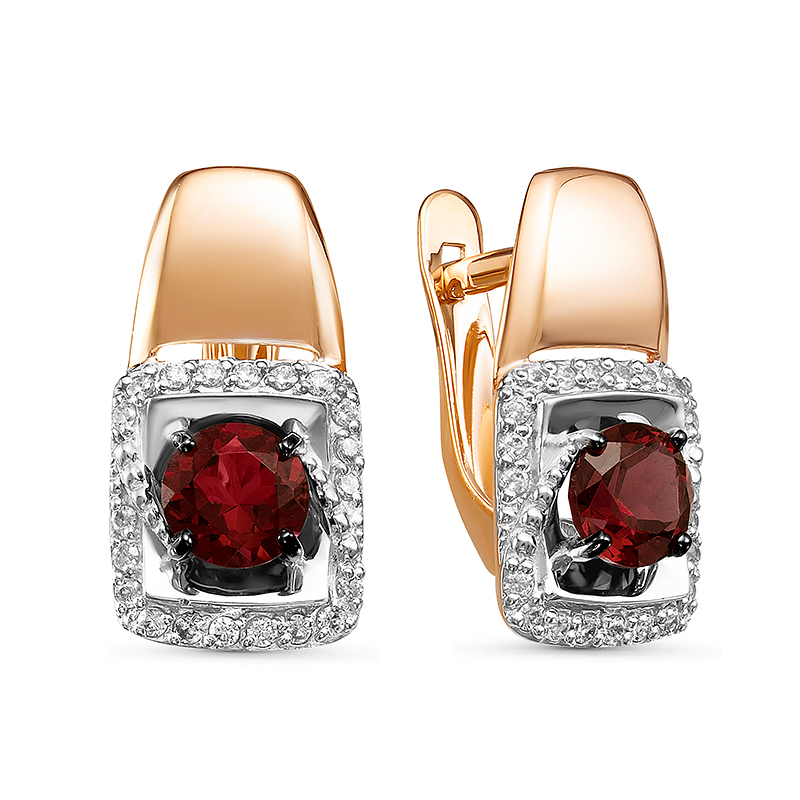 

Серьги из желтого золота с гранатом Яхонт Ювелирный 195757, 195757