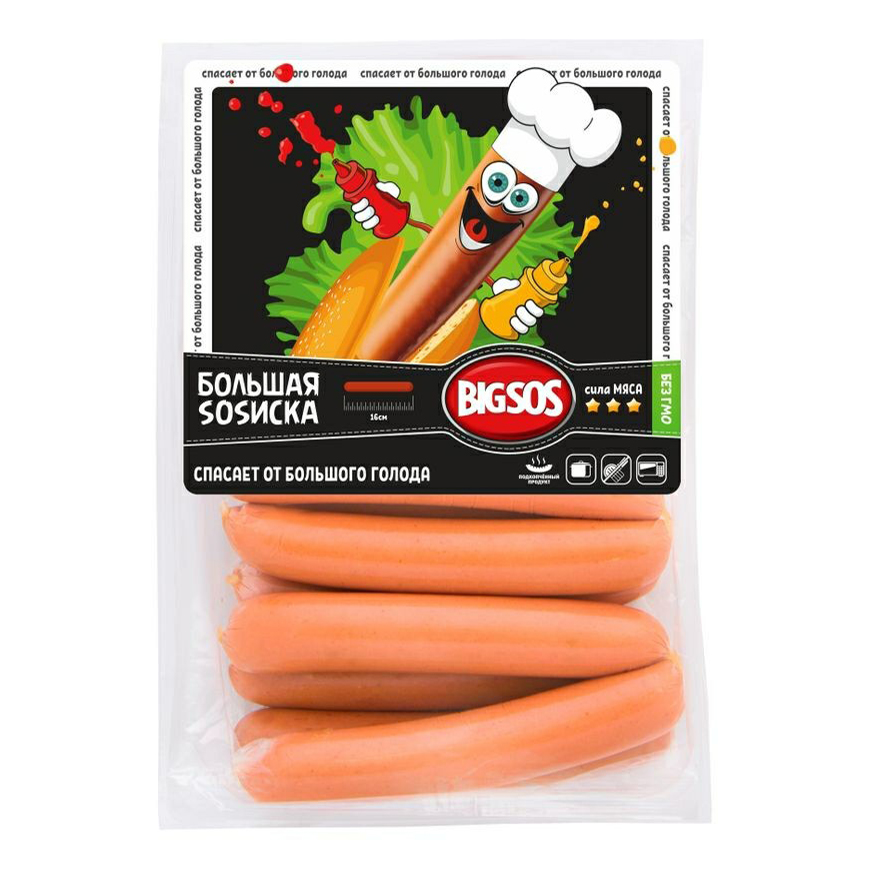 

Сосиски Сибирская Продовольственная Компания Большая Sosиска вареные +-340 г