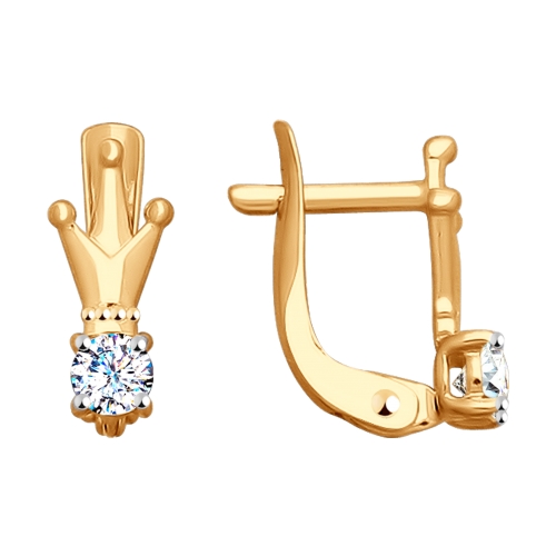 

Серьги из желтого золота с фианитом Яхонт Ювелирный 195797, 195797