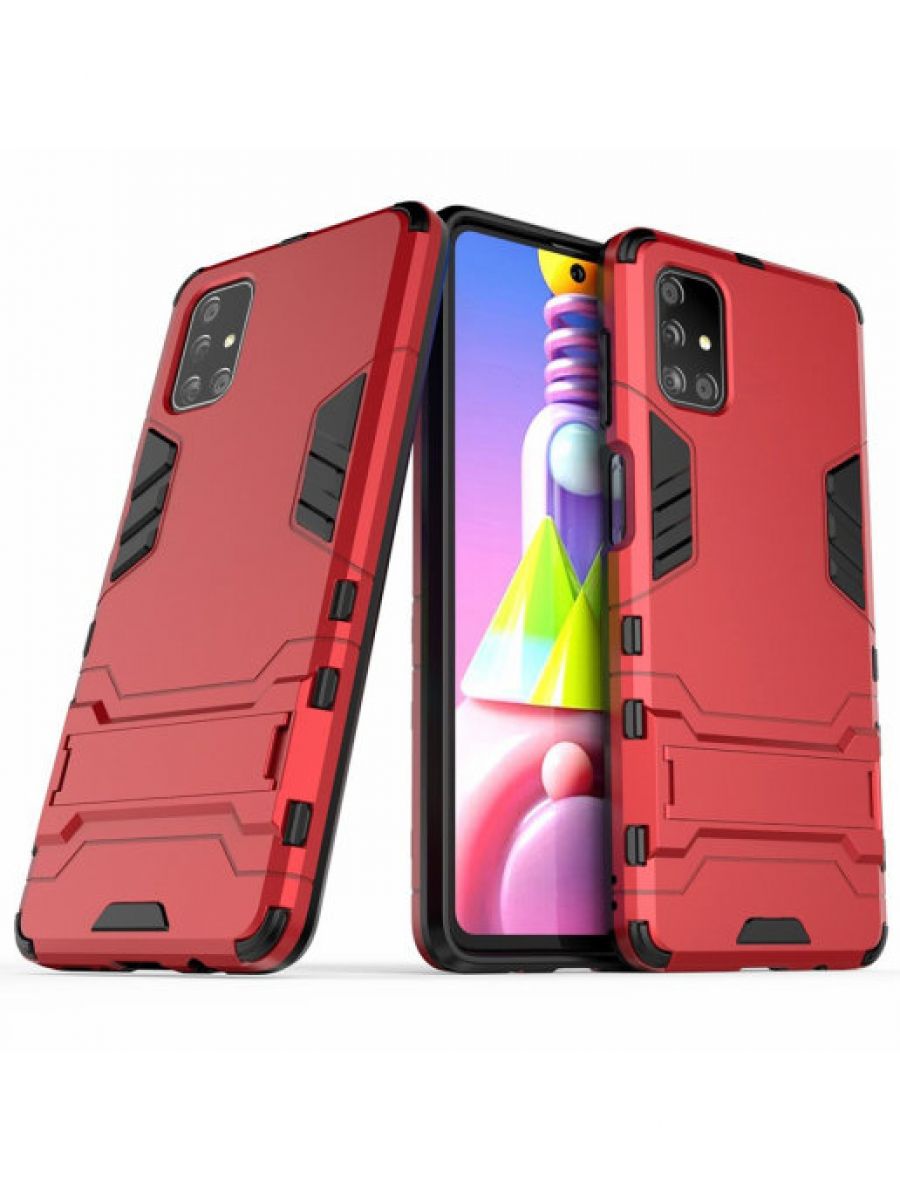 

Brodef IRON Противоударный с подставкой чехол для Samsung Galaxy M51 красный