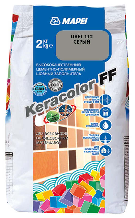 

MAPEI Keracolor FF цементно-полимерный шовный заполнитель №112 серая (2кг), Серый