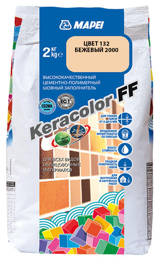 MAPEI Keracolor FF цементно-полимерный шовный заполнитель №132 бежевая (2кг)