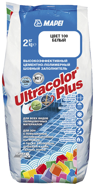 

MAPEI Ultracolor Plus цементно-полимерный шовный заполнитель №100 белая (2кг), Белый