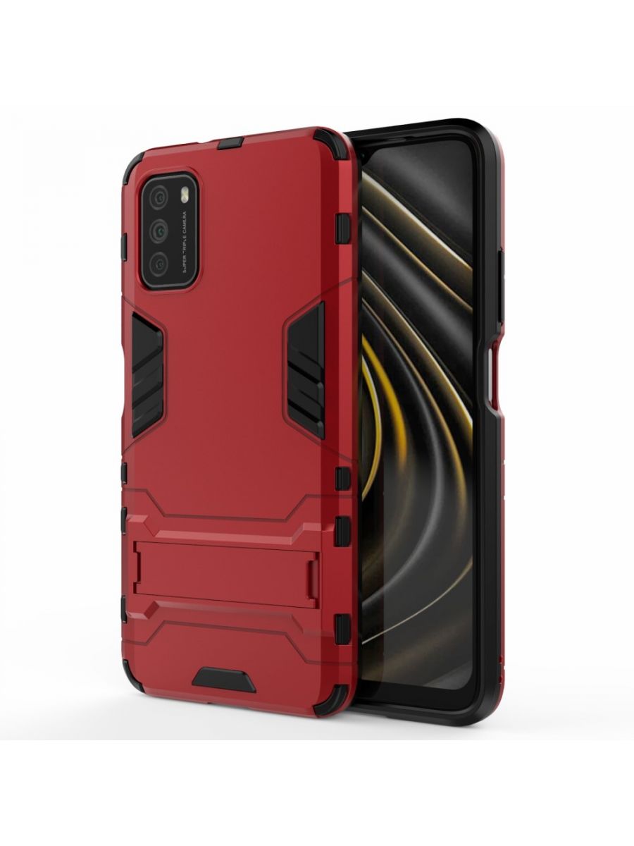 

Brodef IRON Противоударный с подставкой чехол для Poco M3 Красный