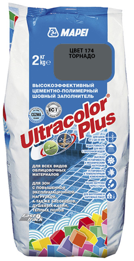 

MAPEI Ultracolor Plus цементно-полимерный шовный заполнитель №174 торнадо(2кг), Серый