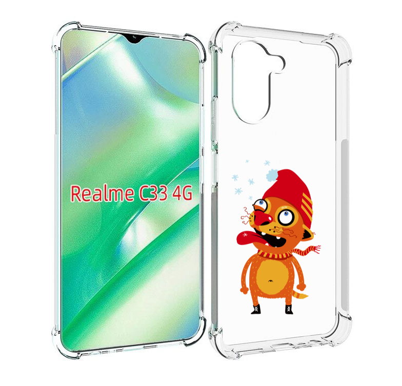 

Чехол MyPads Зимний кот для Realme C33 4G, Прозрачный, Tocco