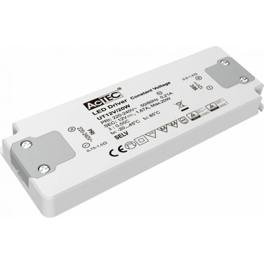 фото Actec блок питания 24в, 30вт, ip20, 1.25a, 155x53x16мм ut24v/30w