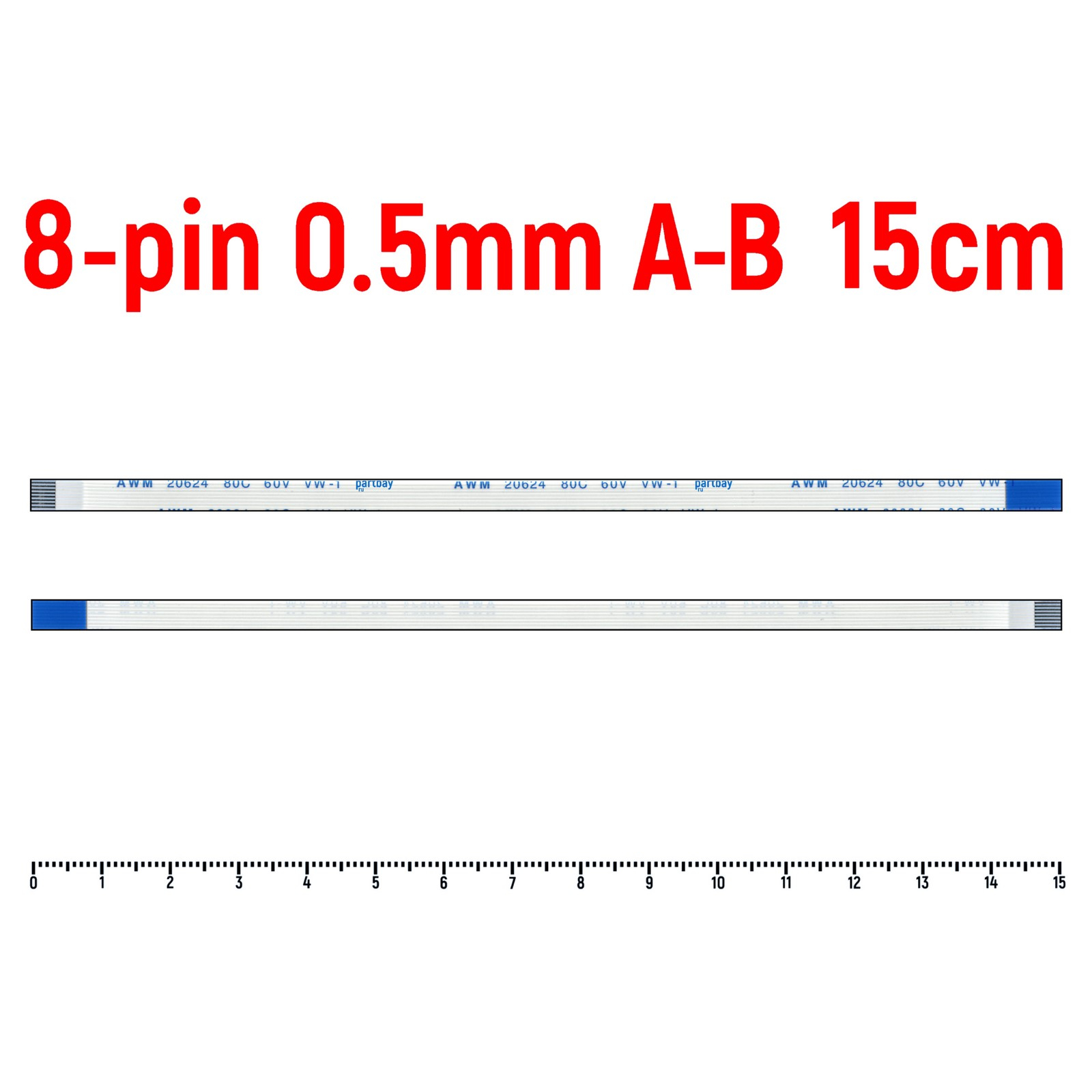 

Шлейф тачпада для ноутбука Asus K750JN FFC 8-pin Шаг 0.5mm Длина 15cm Обратный A-B AWM 206