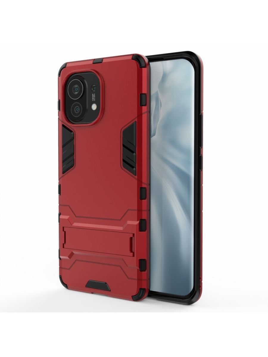 

Brodef IRON Противоударный с подставкой чехол для Xiaomi Mi 11 Красный