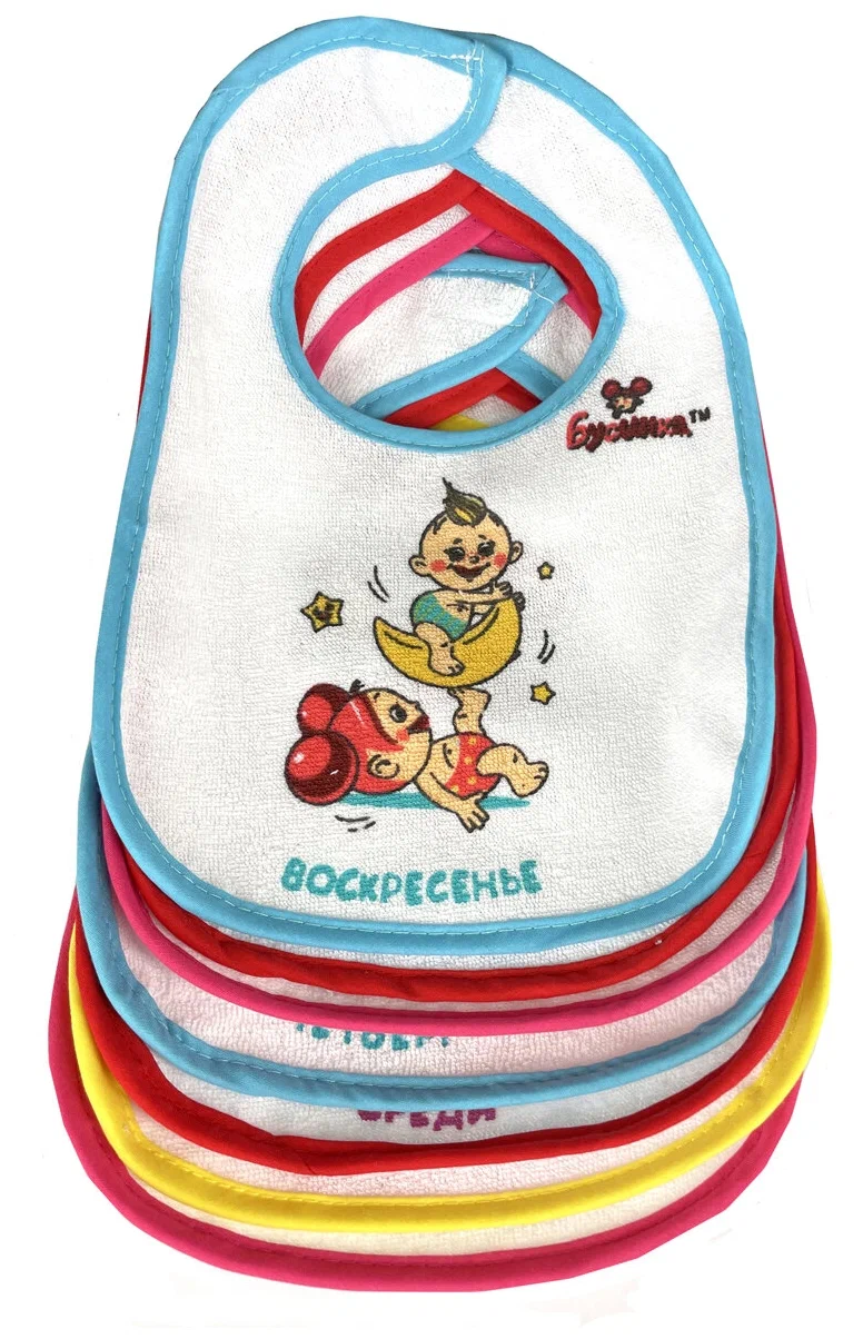 Нагрудник TOBBY для кормления махровый с днями недели 7 шт