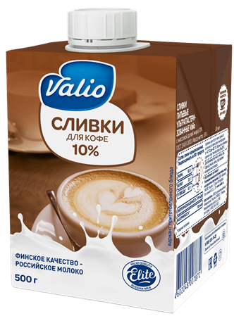 

Сливки питьевые Valio для кофе ультрапастеризованные 10% БЗМЖ 500 мл